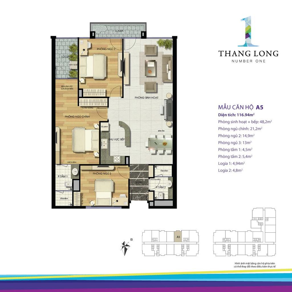Mặt bằng căn hộ A5 tòa A Thăng Long Number One