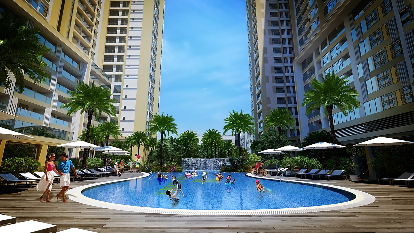 Bể bơi ngoài trời 4 mùa hiện đại