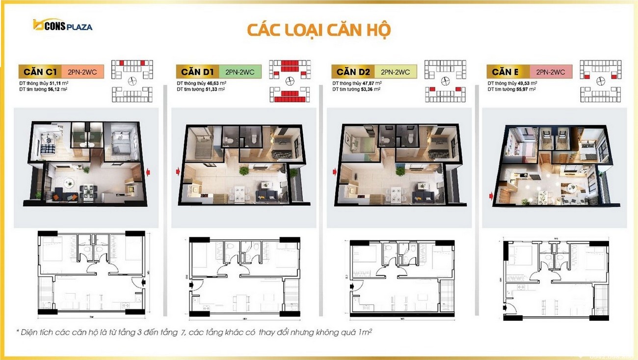 Các loại hình căn hộ dự án Bcons Plaza