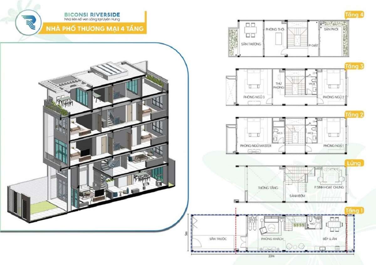 Thiết kế nhà phố thương mại cao 4 tầng