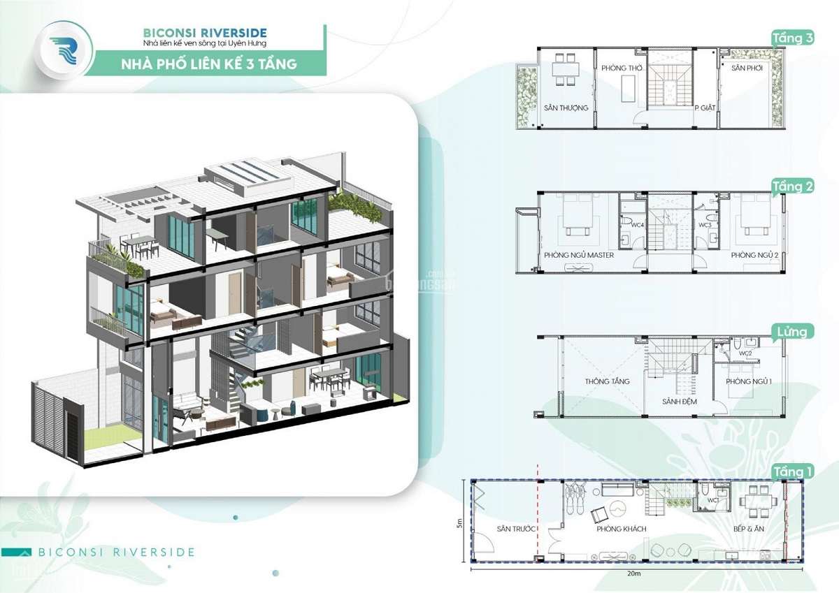 Thiết kế nhà phố liền kề cao 3 tầng
