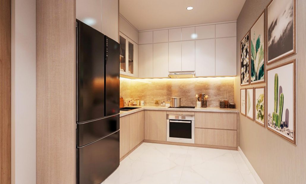 Phòng bếp sạch sẽ dự án Feliz Homes Hoàng Mai