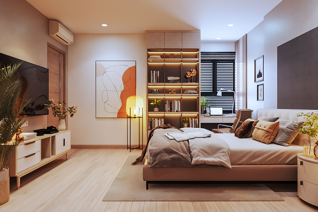 Phòng ngủ ấm cúng dự án Feliz Homes Hoàng Mai