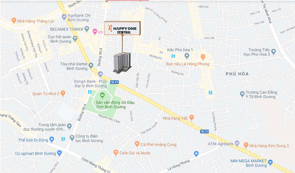 Vị trí xây dựng dự án Happy One Central