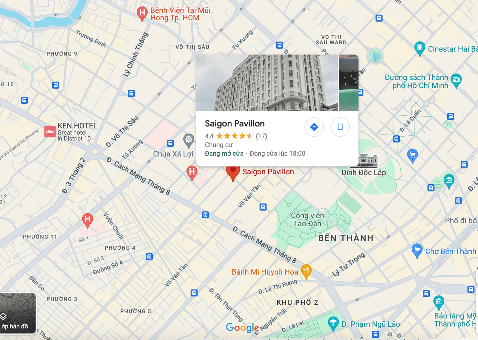 Vị trí dự án chung cư Saigon Pavillon quận 3