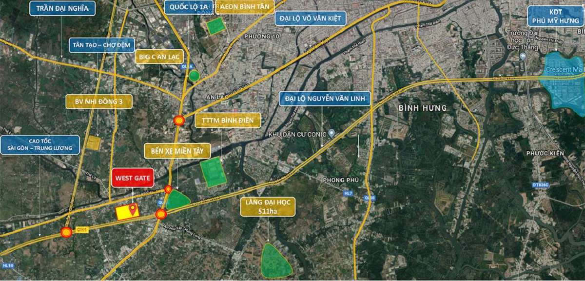 Liên kết vùng hoàn hảo của dự án West Gate An Gia