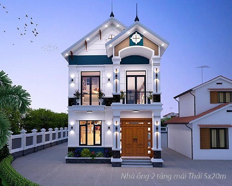 NHÀ ỐNG 2 TẦNG MÁI THÁI MẶT TIỀN 5M  B111  Thiết kế nhà đẹpThiết kế nhà  đẹp