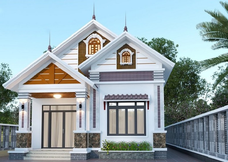Thiết kế kiến trúc mẫu nhà cấp 4 mái thái 8x12m