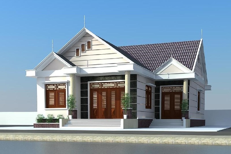 Thiết kế kiến trúc mẫu nhà cấp 4 mái thái 8x12m đẹp