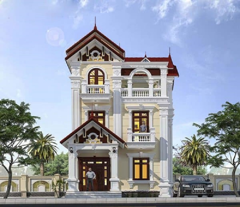 Mẫu nhà mái thái 3 tầng phong cách tân cổ điển