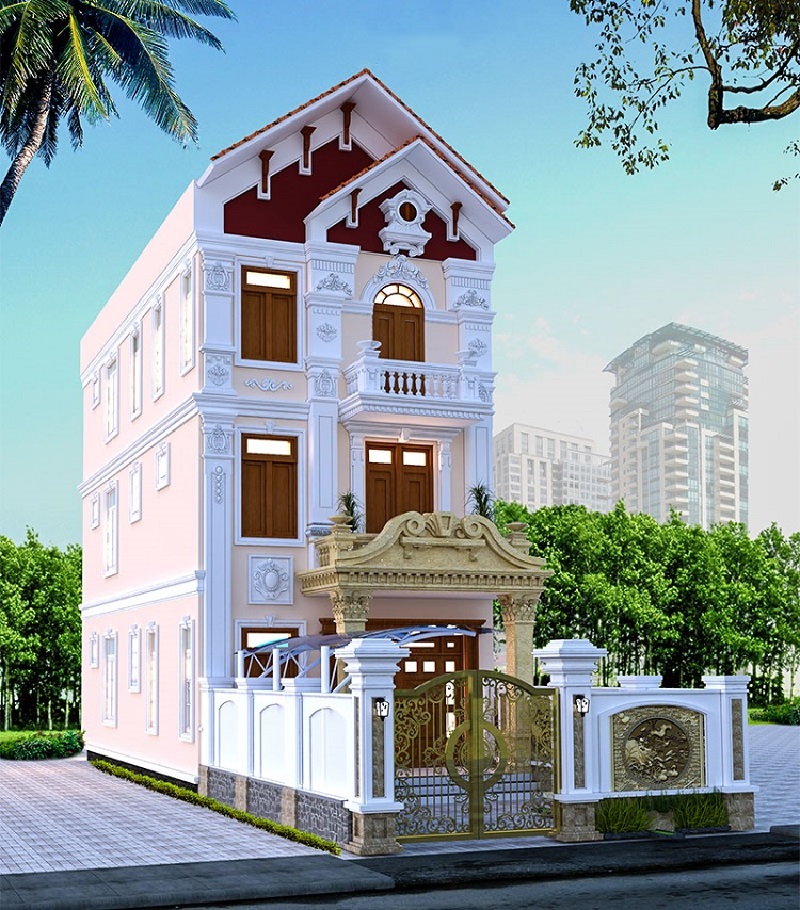 Mẫu nhà mái thái 3 tầng sang trọng