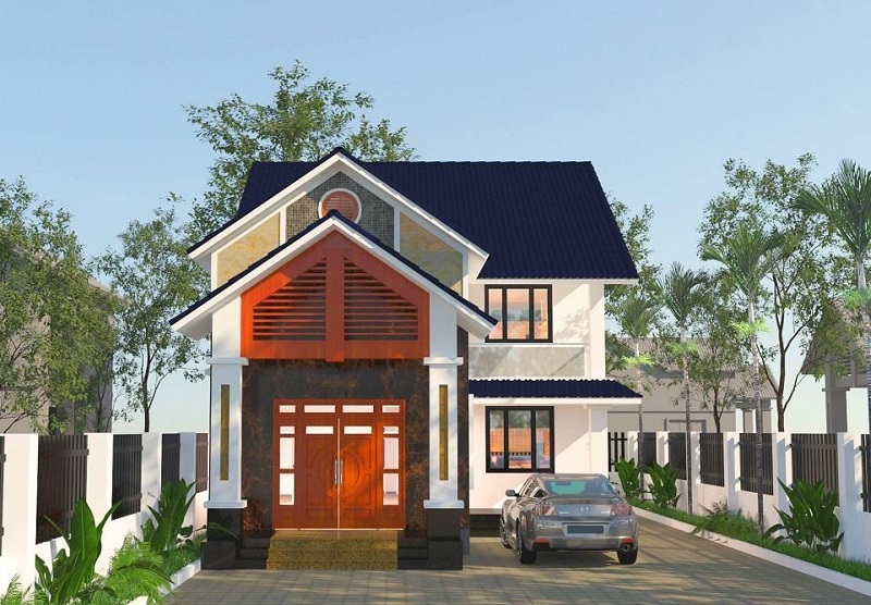 Thiết kế nhà cấp 4 mái thái gác lửng 400 triệu chữ L