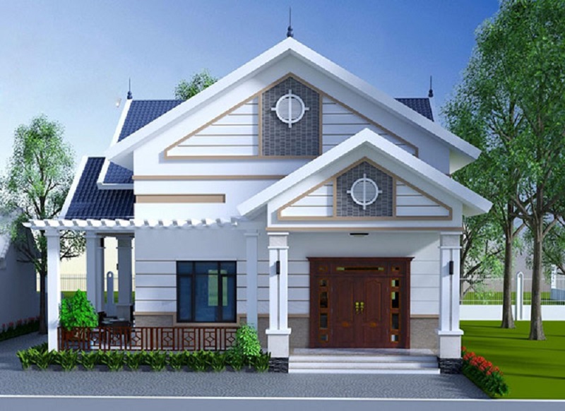 Thiết kế nhà cấp 4 mái thái gác lửng 400 triệu phong cách tân cổ điển