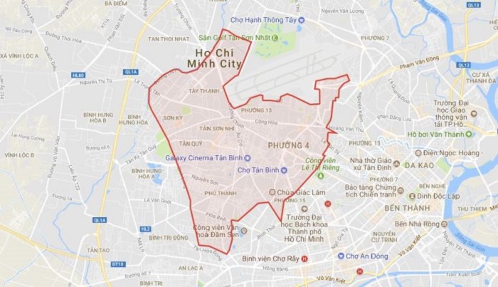Vị trí địa lý Quận Tân Bình trên bản đồ