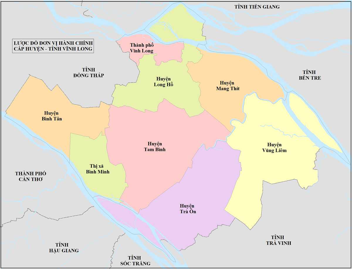 Bản đồ hành chính tỉnh Vĩnh Long