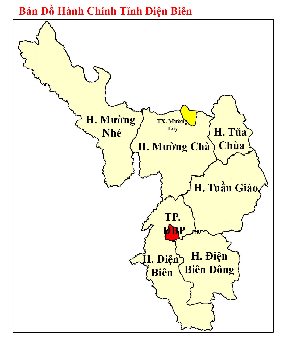 Bản đồ hành chính tỉnh Điện Biên 2023