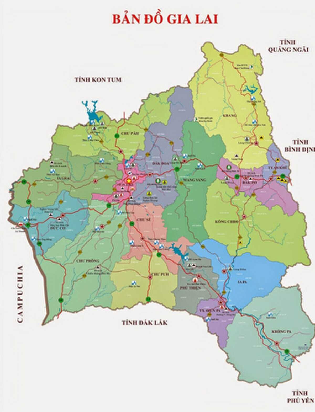 Bản đồ hành chính tỉnh Gia Lai