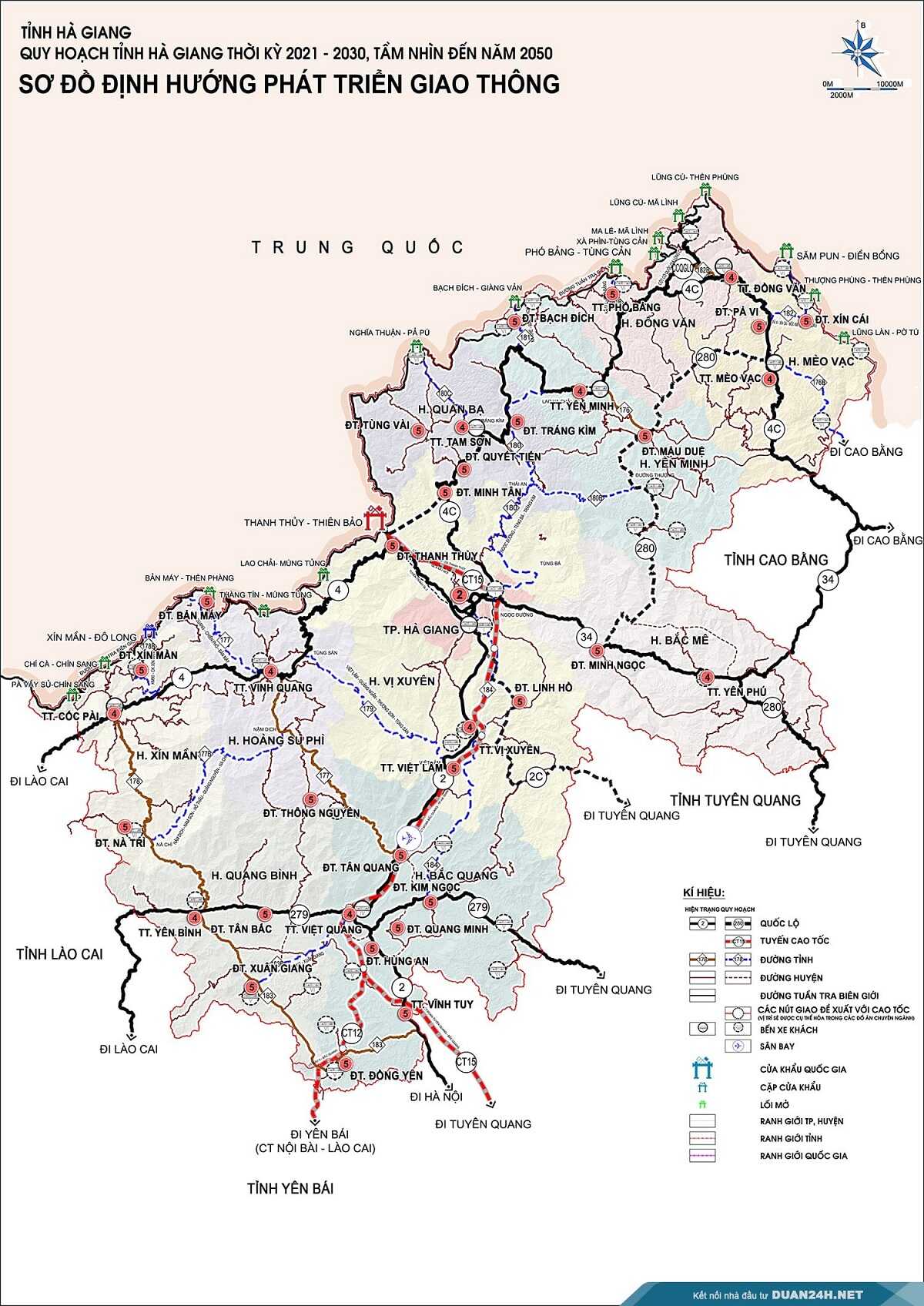 Bản đồ giao thông Hà Giang tầm nhìn 2050