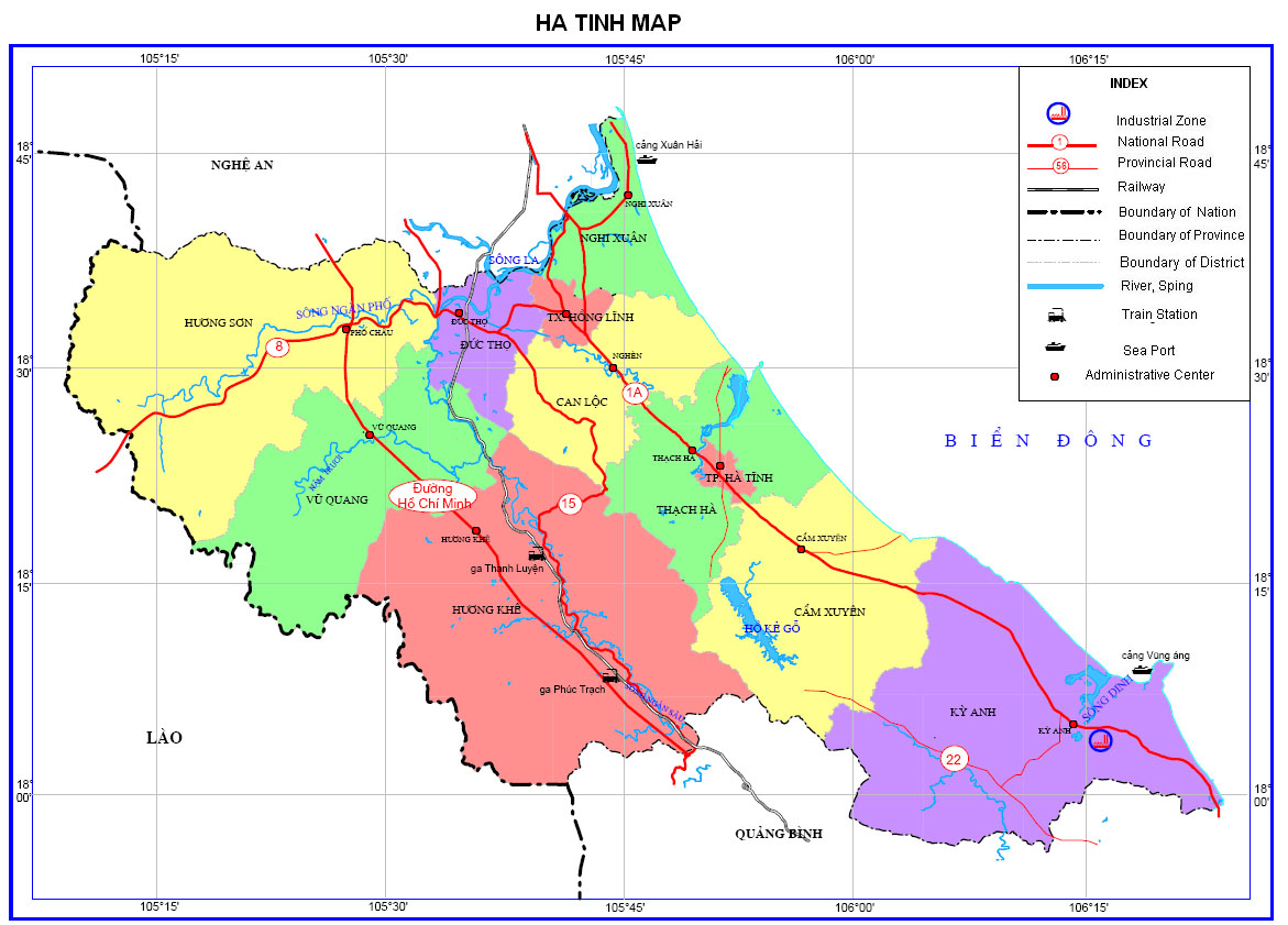 Bản đồ hệ thống giao thông tỉnh Hà Tĩnh