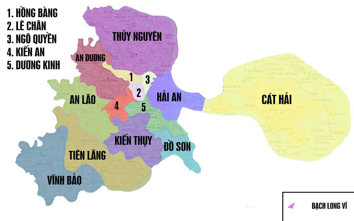 Bản đồ hành chính các Quận huyện của Hải Phòng