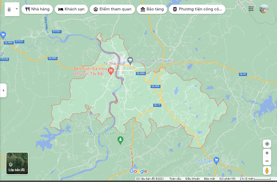 Bản đồ thị xã Thái Hòa