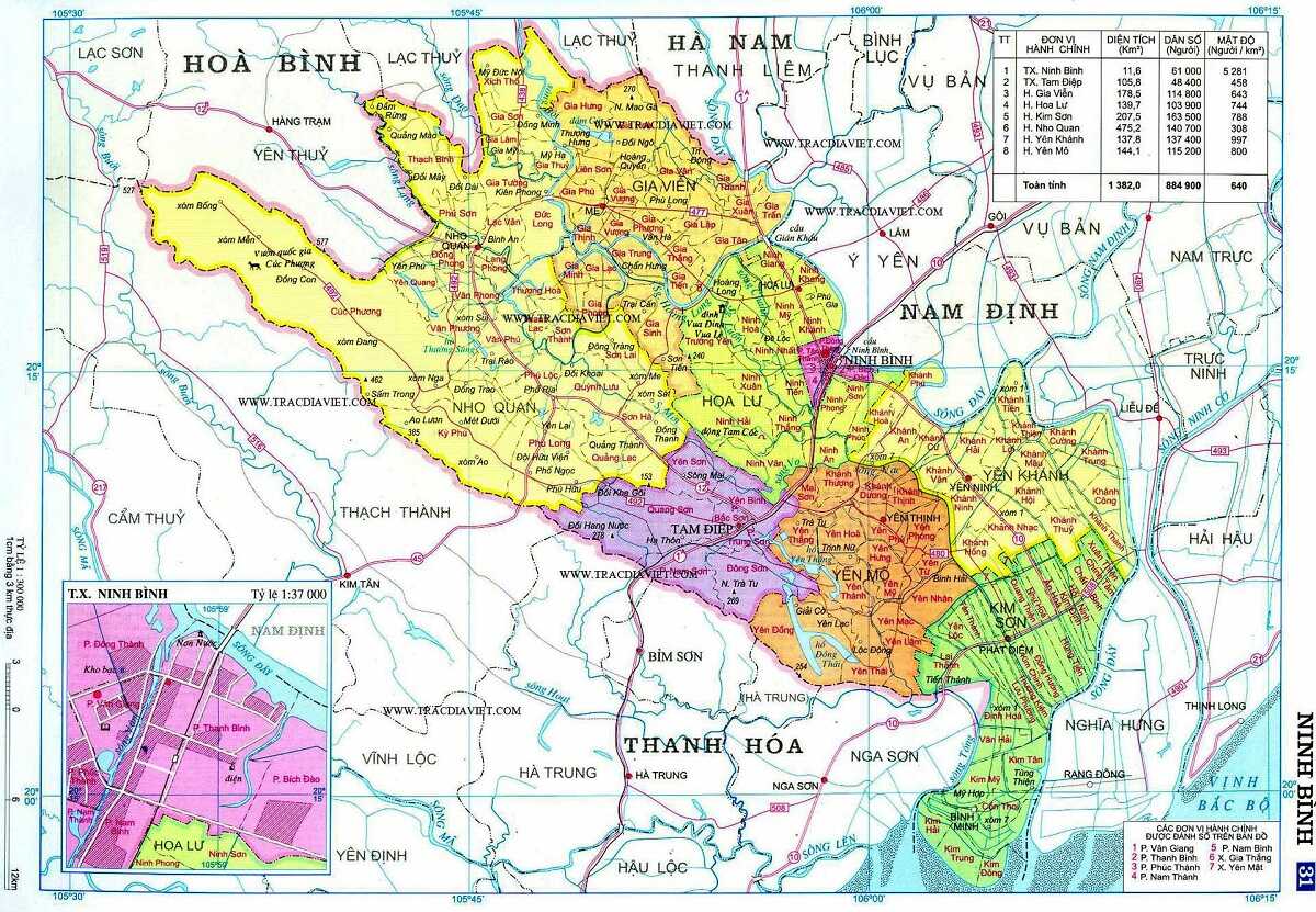 Bản đồ tỉnh Ninh Bình cập nhật mới nhất