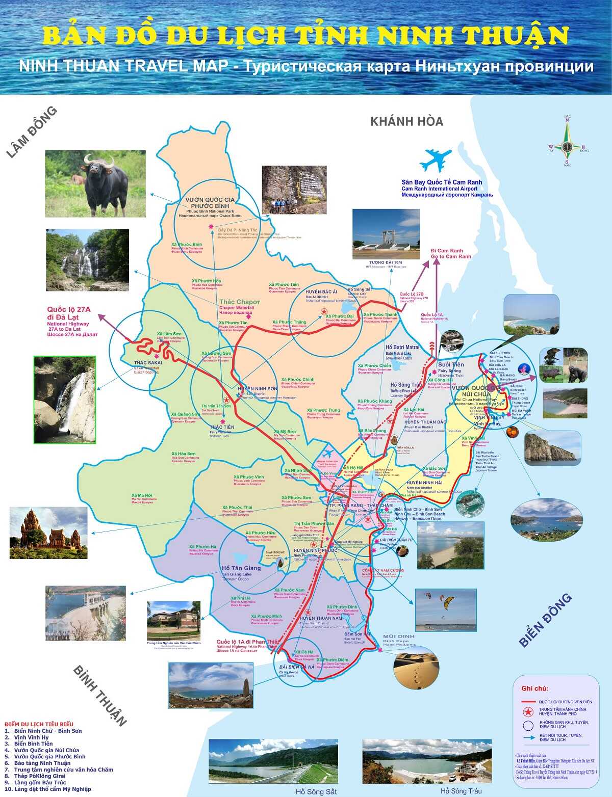 Bản đồ các địa điểm du lịch tỉnh Ninh Thuận