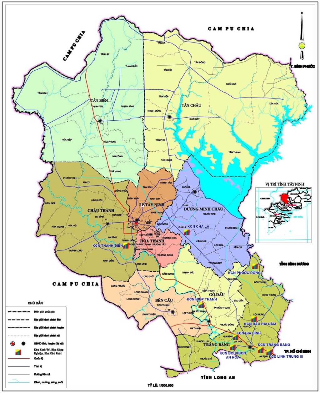 Bản đồ hành chính tỉnh Tây Ninh