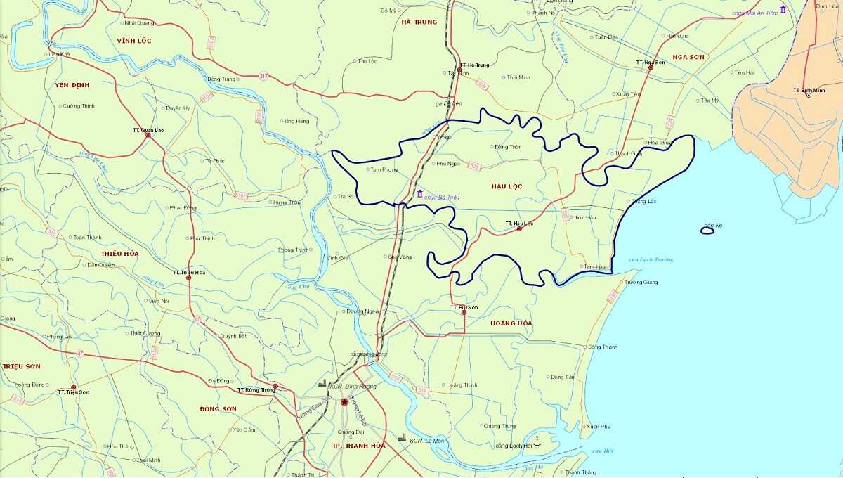 Bản đồ hành chính huyện Hậu Lộc