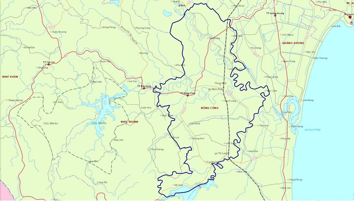 Bản đồ hành chính huyện Nông Cống