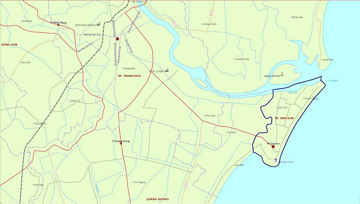 Bản đồ hành chính thành phố Sầm Sơn