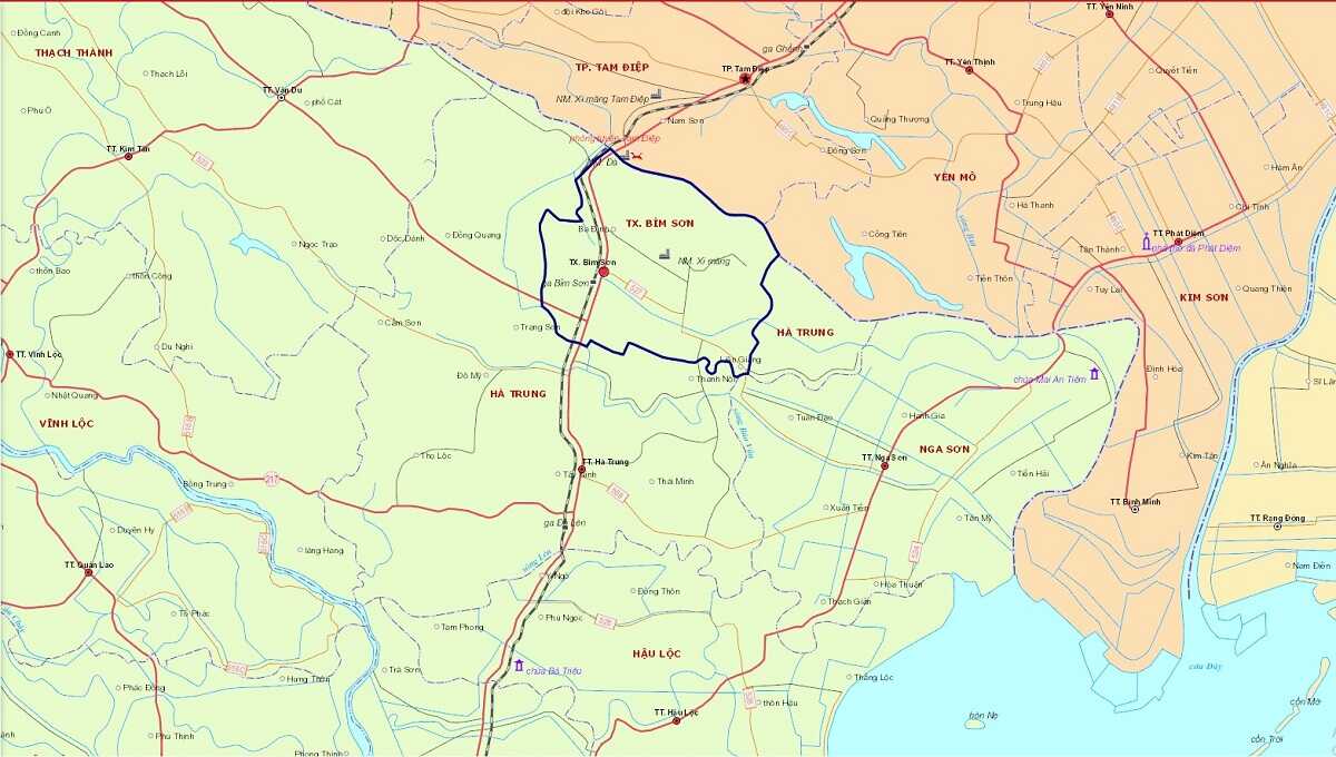 Bản đồ hành chính thị xã Bỉm Sơn