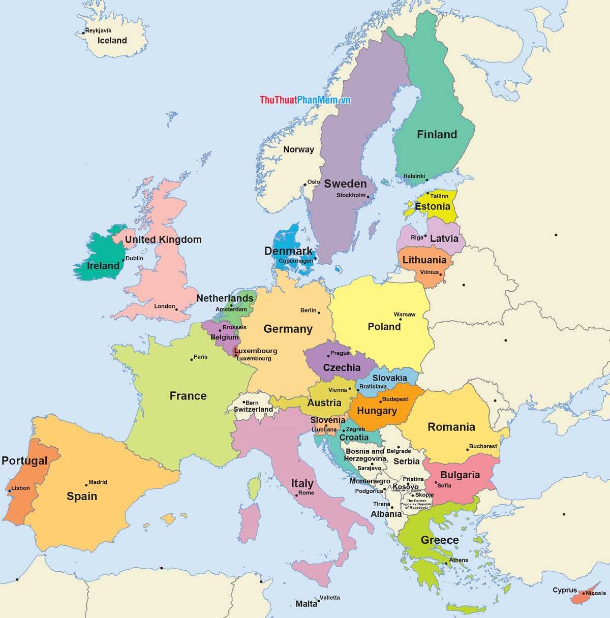 Bản đồ khu vực châu Âu