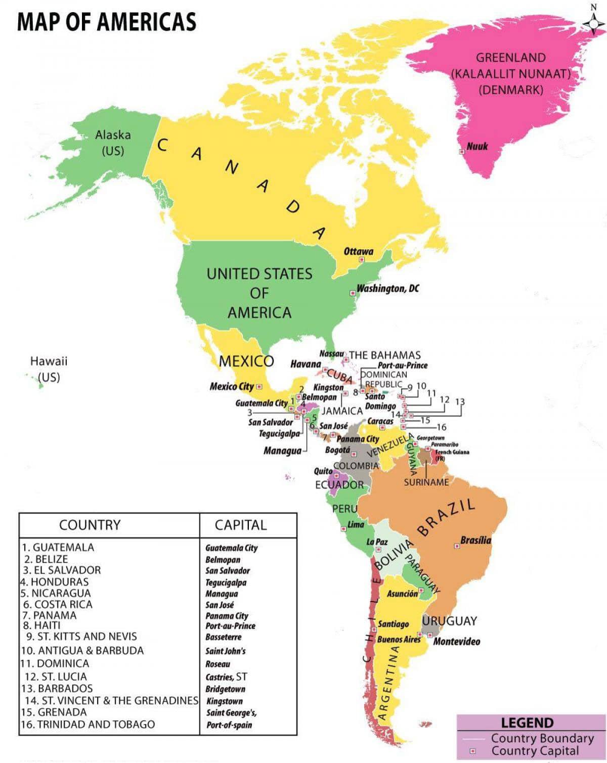 Bản đồ Bắc Mỹ và Nam Mỹ