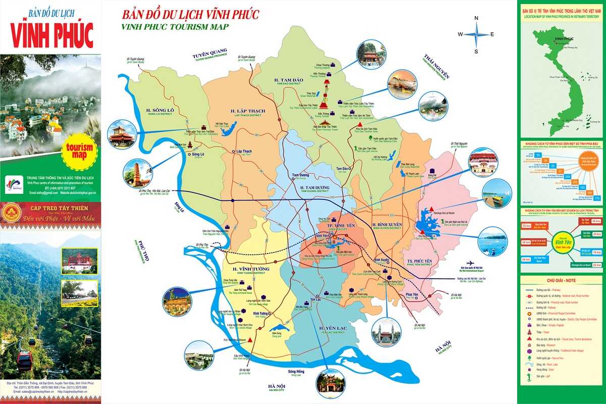 Bản đồ các địa điểm du lịch tỉnh Vĩnh Phúc