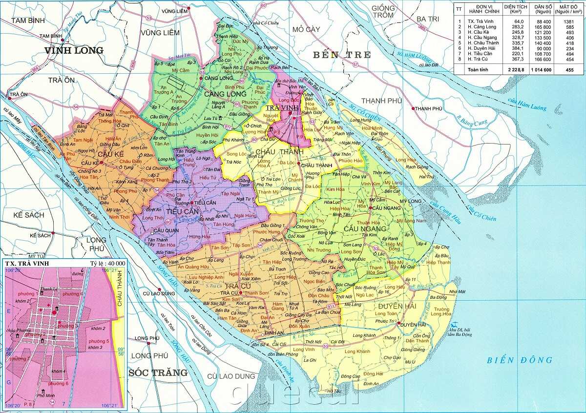 Bản đồ hành chính tỉnh Trà Vinh