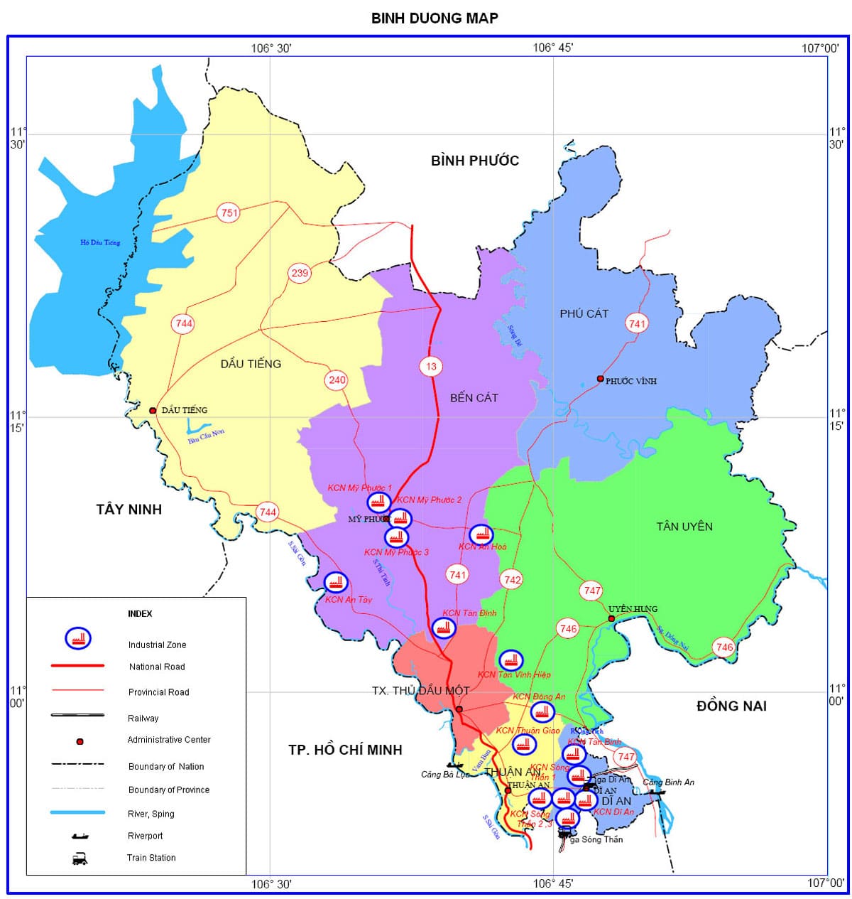 Quy hoạch các huyện thị tại tỉnh Bình Dương