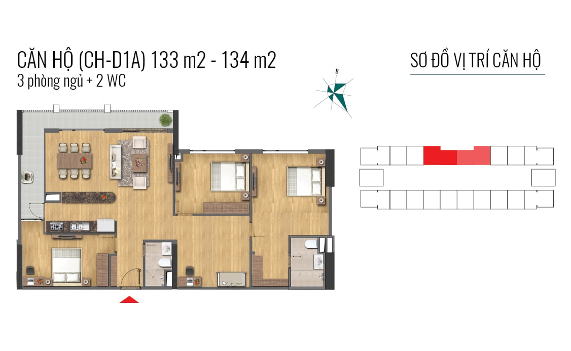 Thiết kế căn hộ 3PN dự án Epic Home