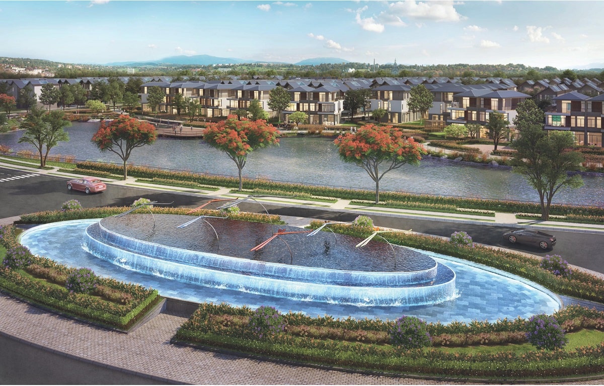 Hồ cầu vồng cạnh sông Đồng Môn xanh mát