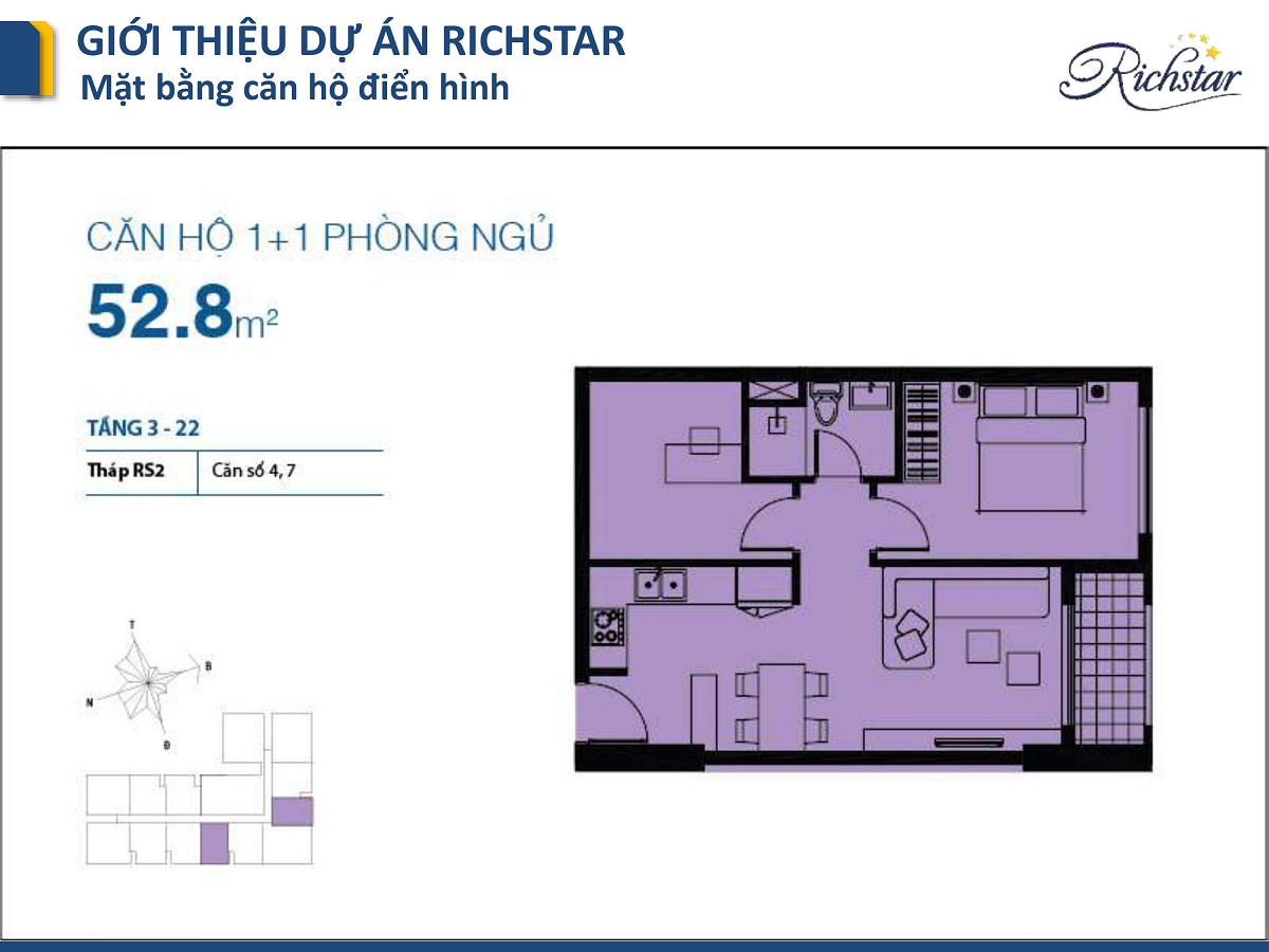 Thiết kế căn hộ 1 phòng ngủ dự án Richstar
