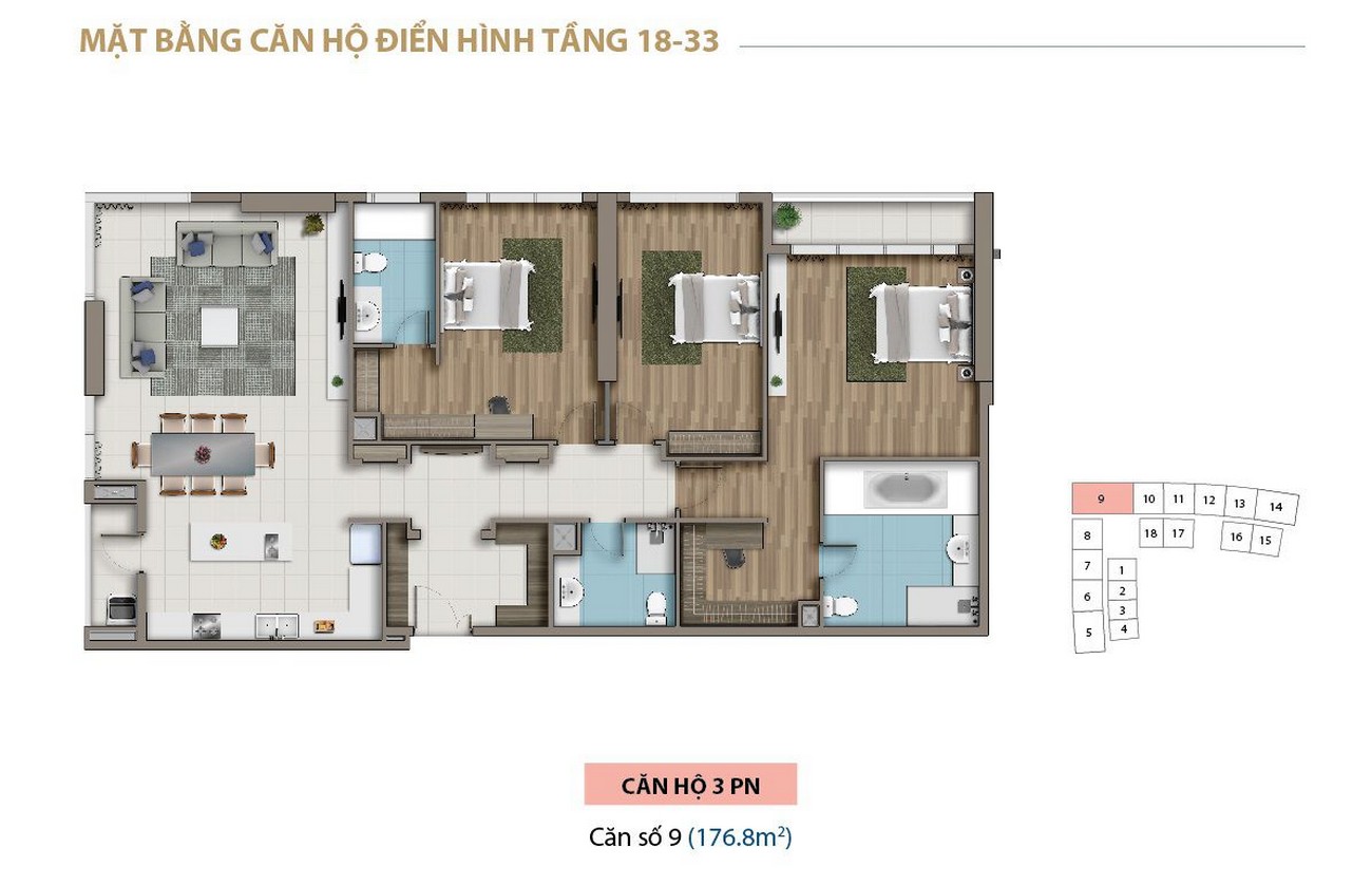 Thiết kế các loại hình căn hộ dự án Saigon Royal Residences