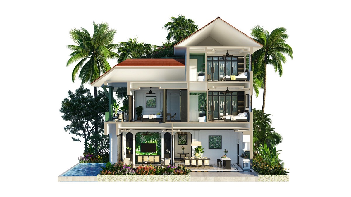 Mặt cắt ngang biệt thự đơn lập