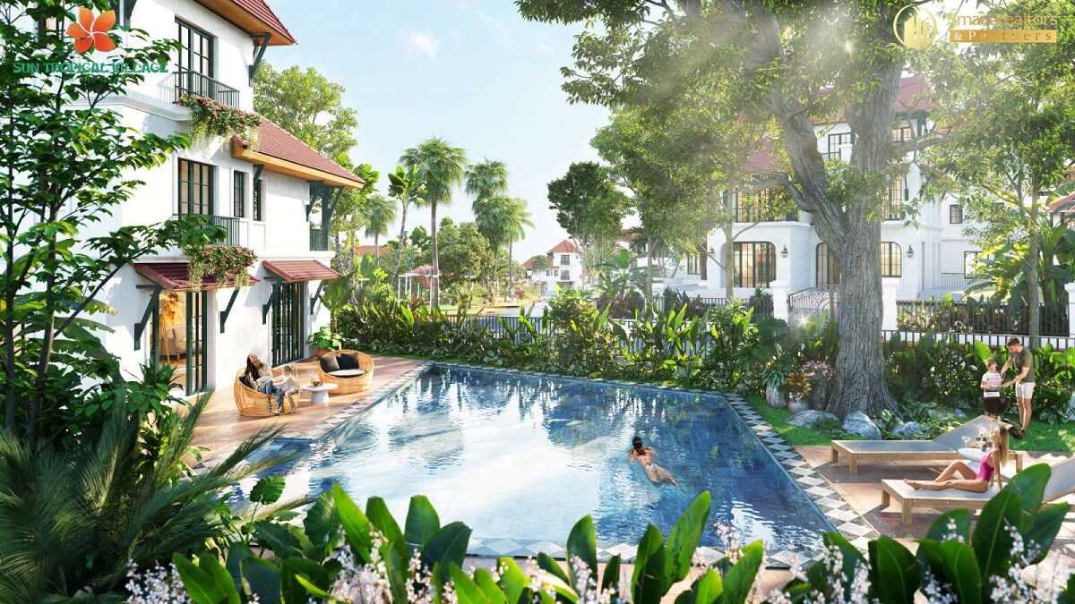 Hồ bơi ngay trong chính các căn biệt thự