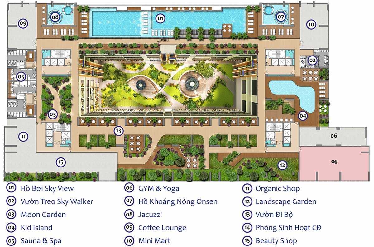 Sơ đồ tiện ích bên trong dự án The Peak Garden