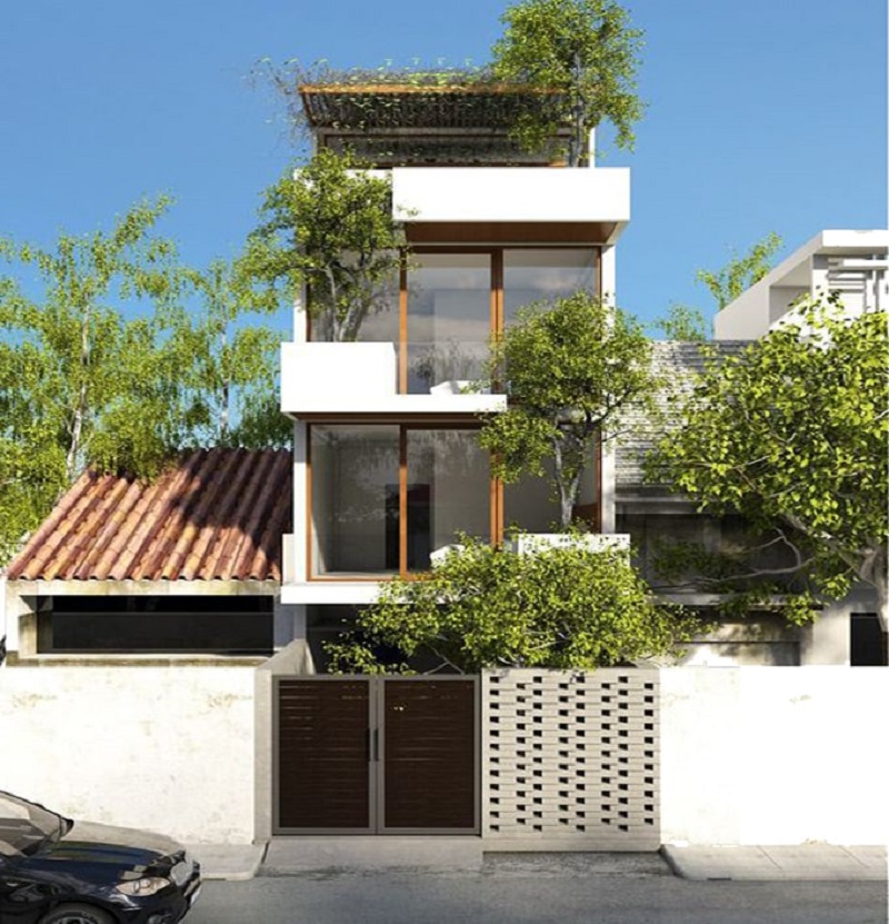 Nhà hướng Tây Nam kết hợp cửa kính