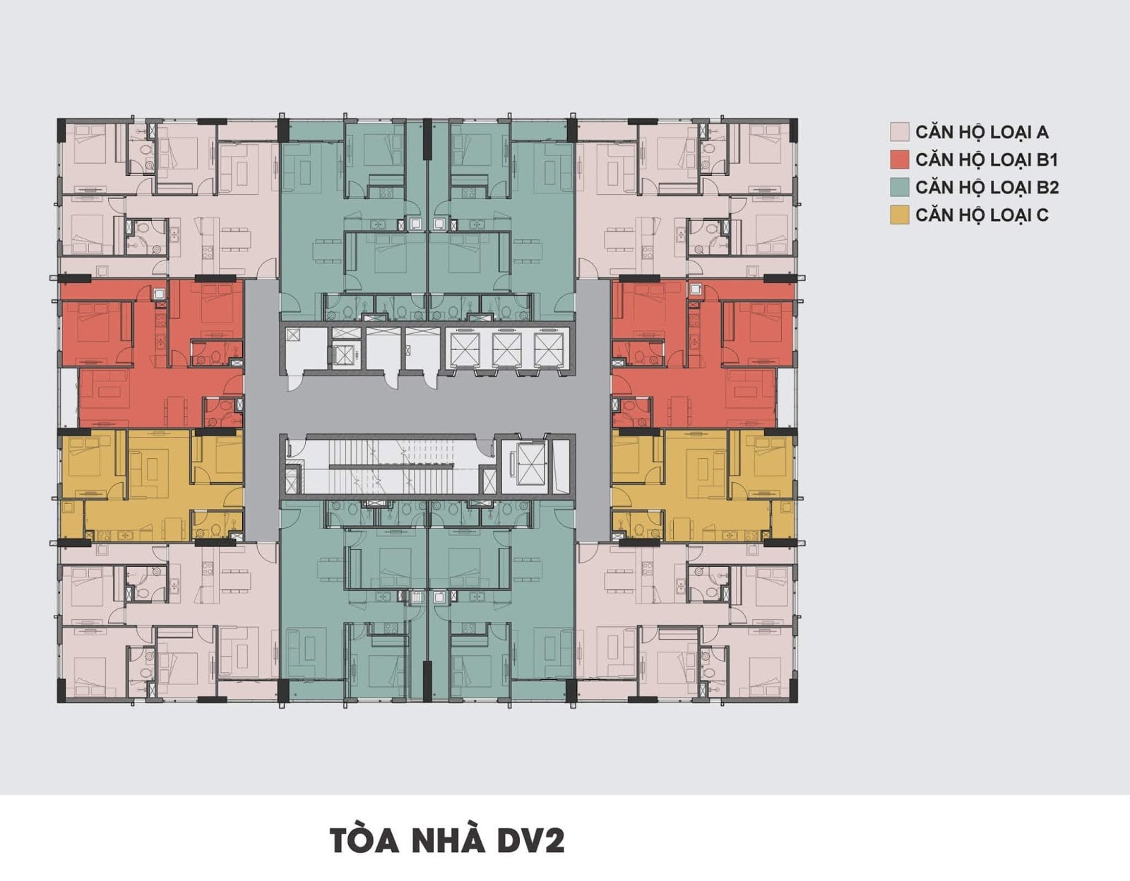 Mặt bằng toà nhà DV2 tại Rose Town