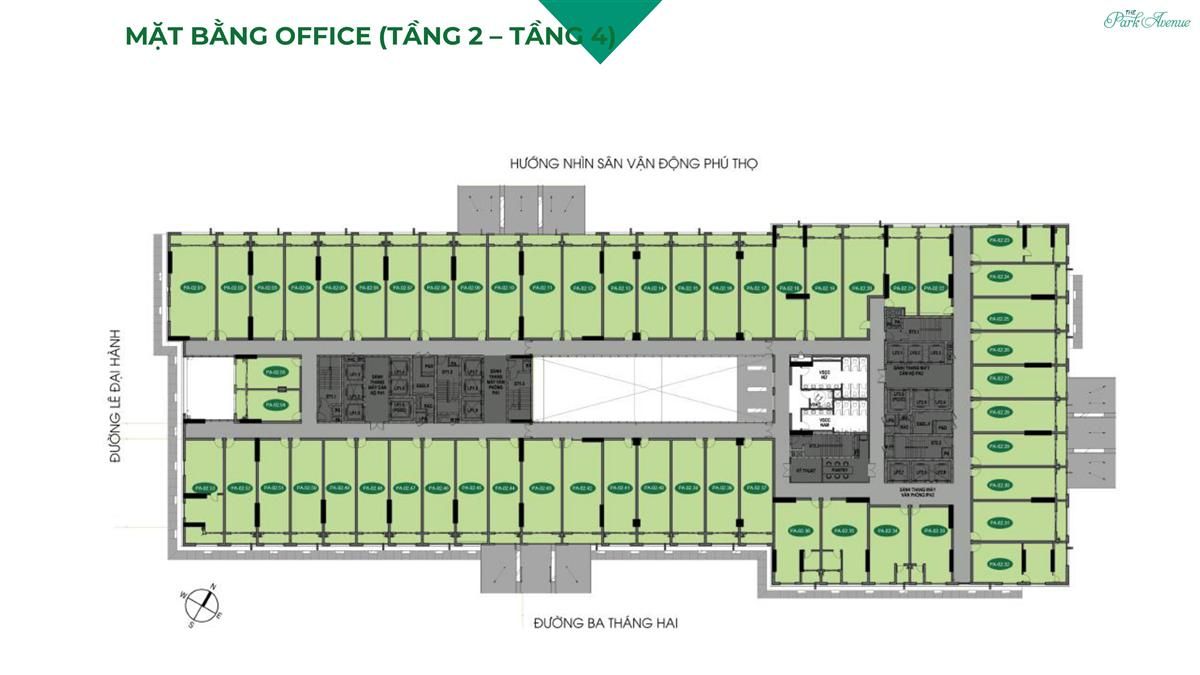 Mặt bằng Office tầng 2-4 The Park Avenue