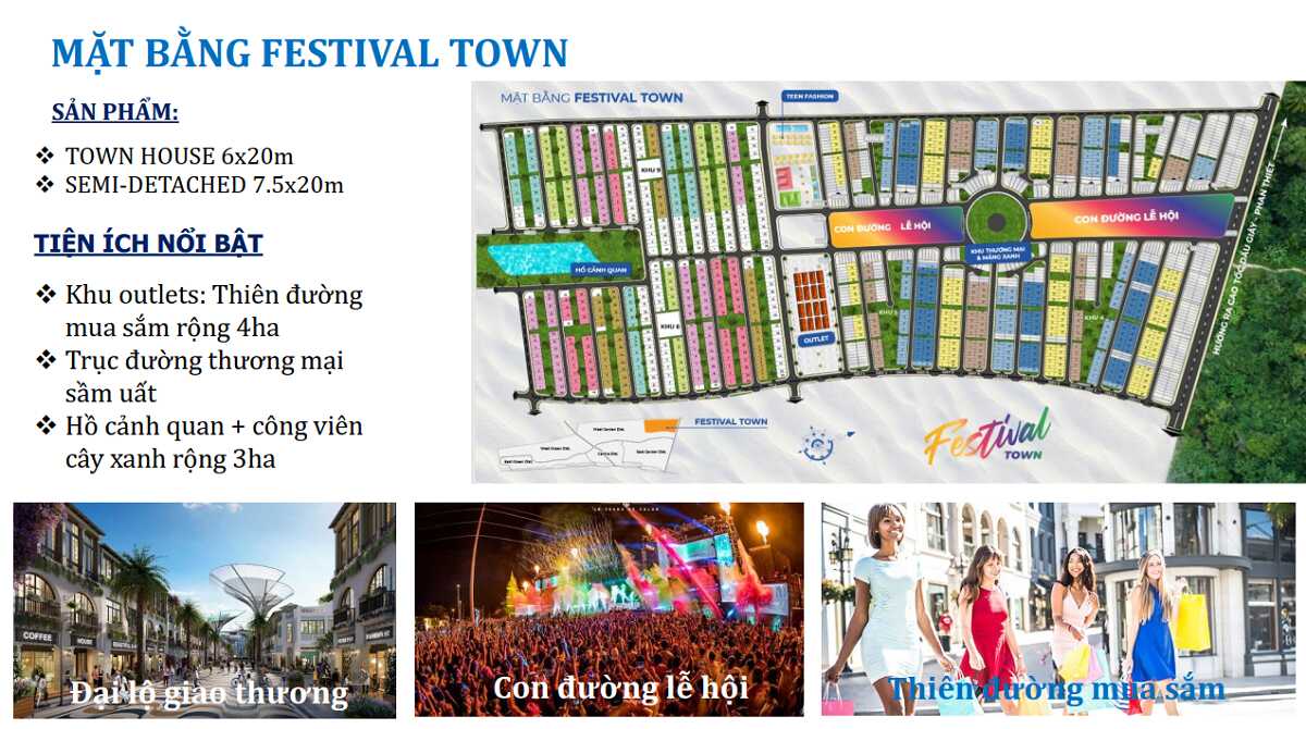 Thiên đường mua sắm chờ đợi khách hàng tại phân khu Festival Town