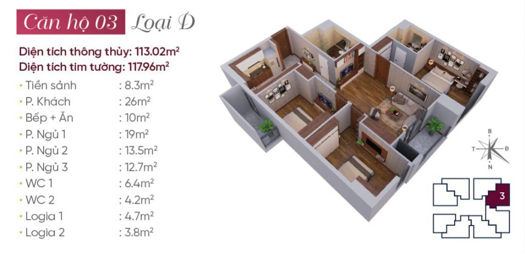 Mặt bằng căn hộ Tây Hồ Golden Land N03