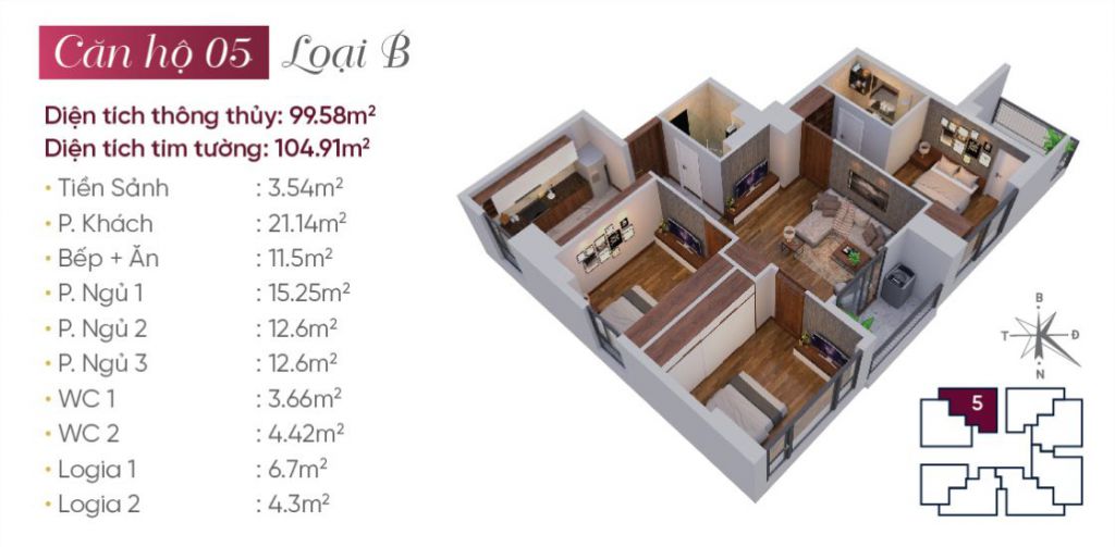 Mặt bằng căn hộ Tây Hồ Golden Land N03